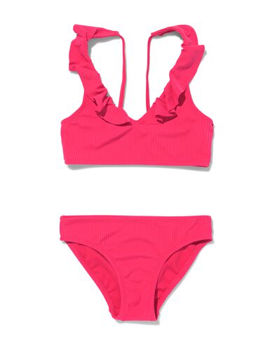 bikini enfant avec côtes rose foncé 110/116 - 22289622 - HEMA