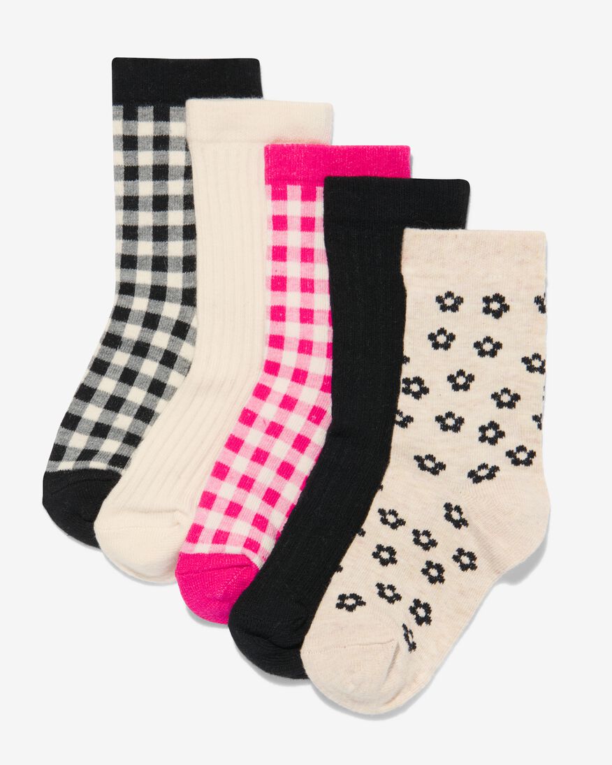 kinder sokken met katoen - 5 paar roze roze - 4350300PINK - HEMA