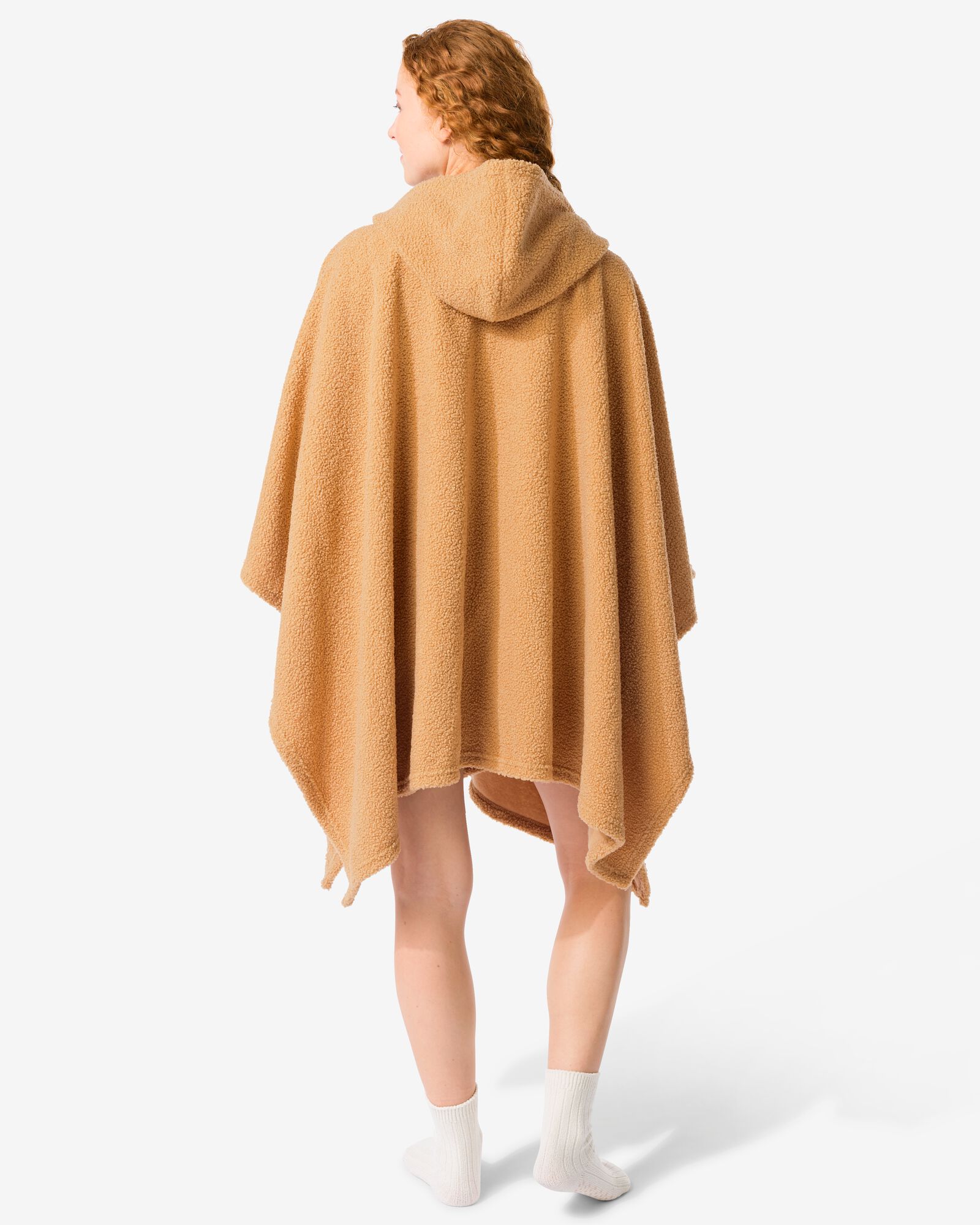 Damen-Sofa-Poncho, Einheitsgr&ouml;&szlig;e, mit Kapuze und Taschen, hellbraun - 61100240 - HEMA
