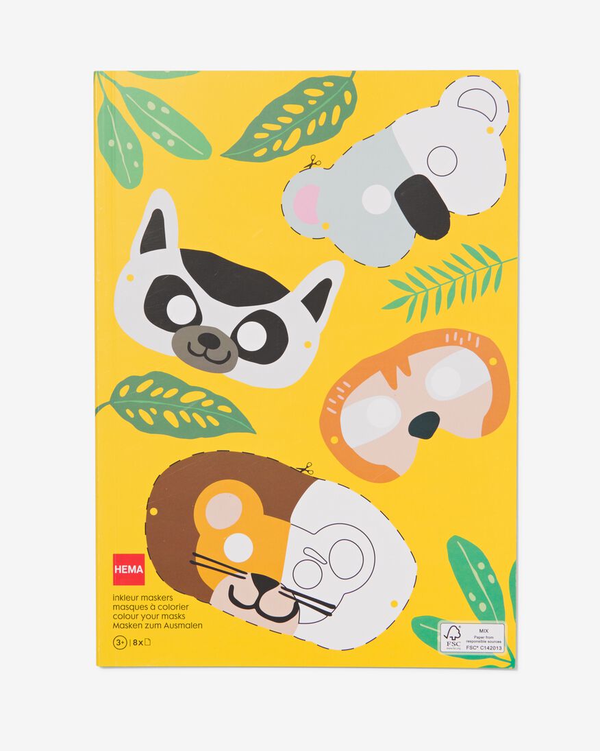 16 masques à colorier animaux 3+ - 15920195 - HEMA