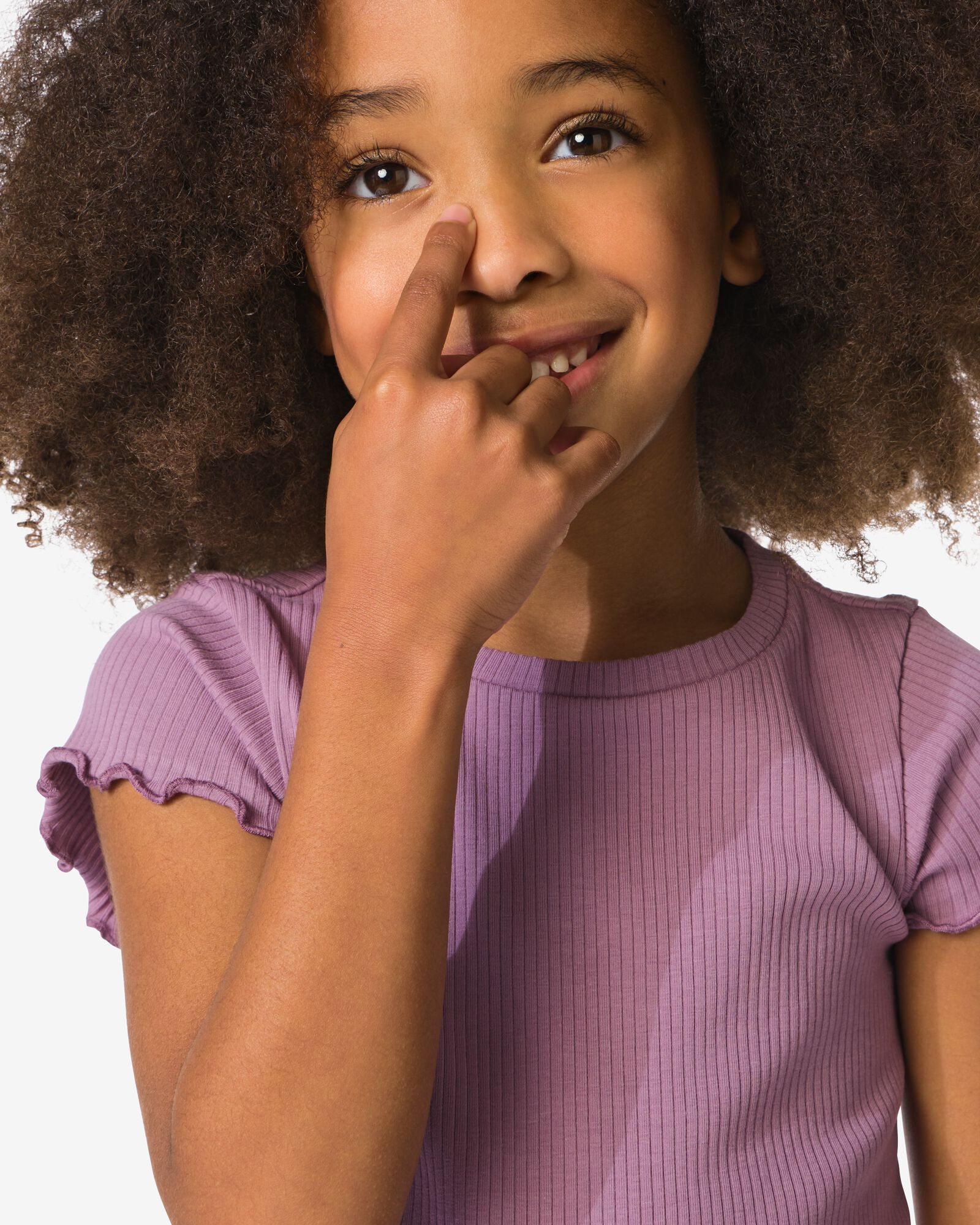 kinder T-shirt rib donkerpaars donkerpaars - 30846426DARKPURPLE - HEMA
