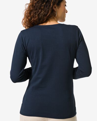 dames T-shirt slim fit o-hals donkerblauw donkerblauw - 36301870DARKBLUE - HEMA