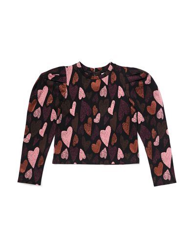 t-shirt enfant cœurs noir noir - 30835153BLACK - HEMA