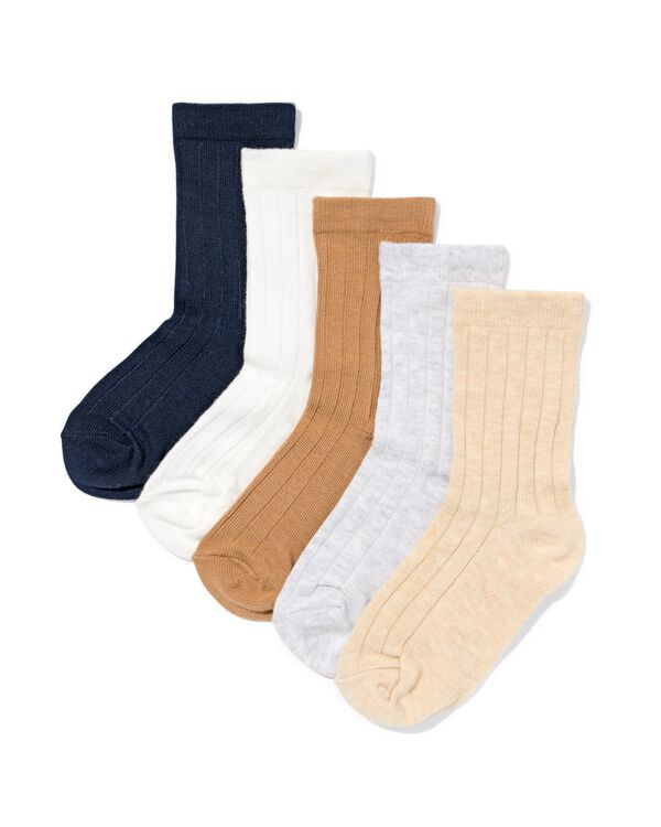 kindersokken rib - 5 paar multicolor multicolor - 4311100MULTICOLOUR - HEMA