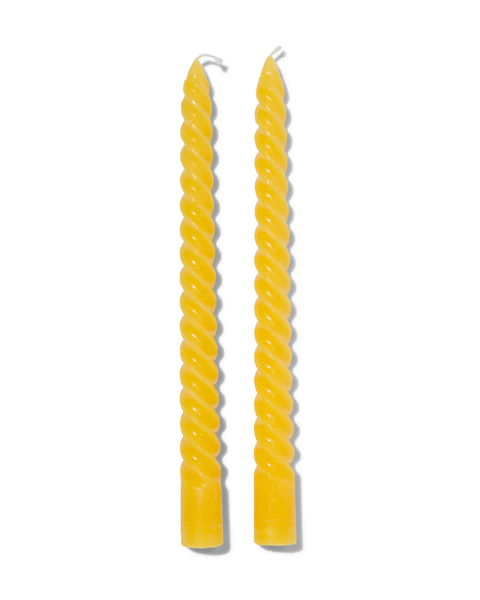 2er-Pack lange, gedrehte Haushaltskerzen, Ø 2 x 25 cm, gelb - 13506012 - HEMA