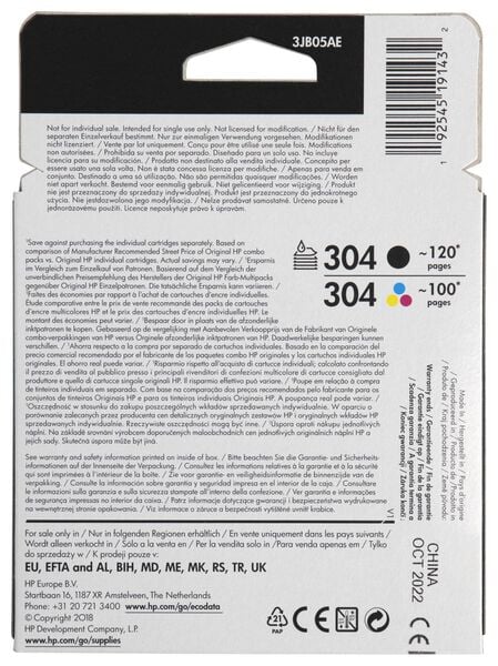 2er-Pack Druckerpatronen HP 304, schwarz/farbig - 38300105 - HEMA