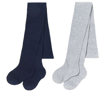 2 paires de collants &eacute;pais enfant avec coton bleu 134/140 - 4360095 - HEMA