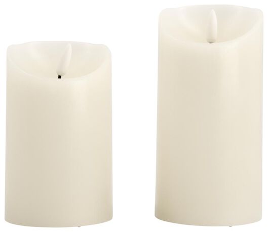 2 bougies LED en cire Ø7.5x15/Ø7.5x12.5 blanc - 41820135 - HEMA