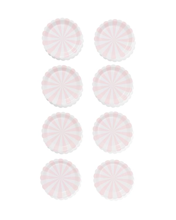 assiette &agrave; g&acirc;teau rose clair ray&eacute;e lot de 8 - 14250072 - HEMA