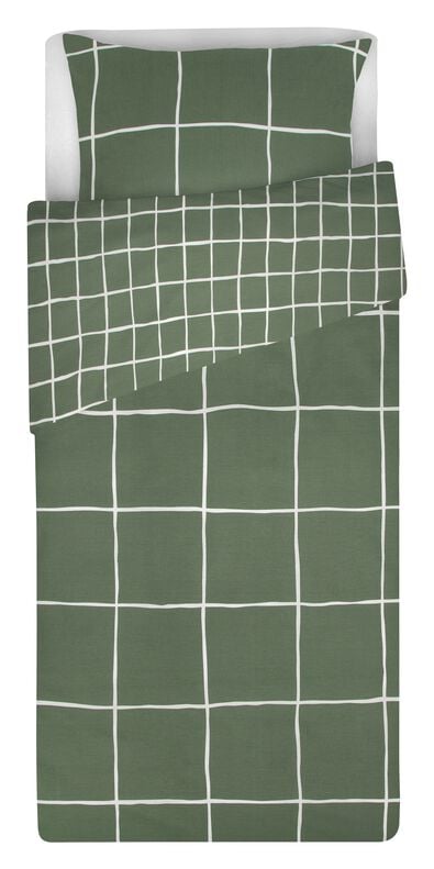 Bettwäsche, 120 x 150 cm, Soft Cotton, Karo, grün - 5720181 - HEMA