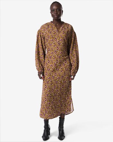 Damenkleid Inez, gebl&uuml;mt khakifarben khakifarben - 36207630KHAKI - HEMA