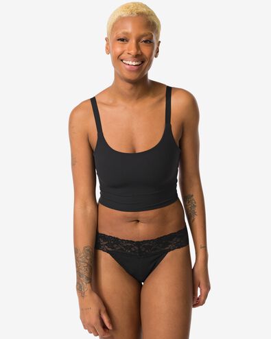 string femme coton avec dentelle noir - 19650090BLACK - HEMA