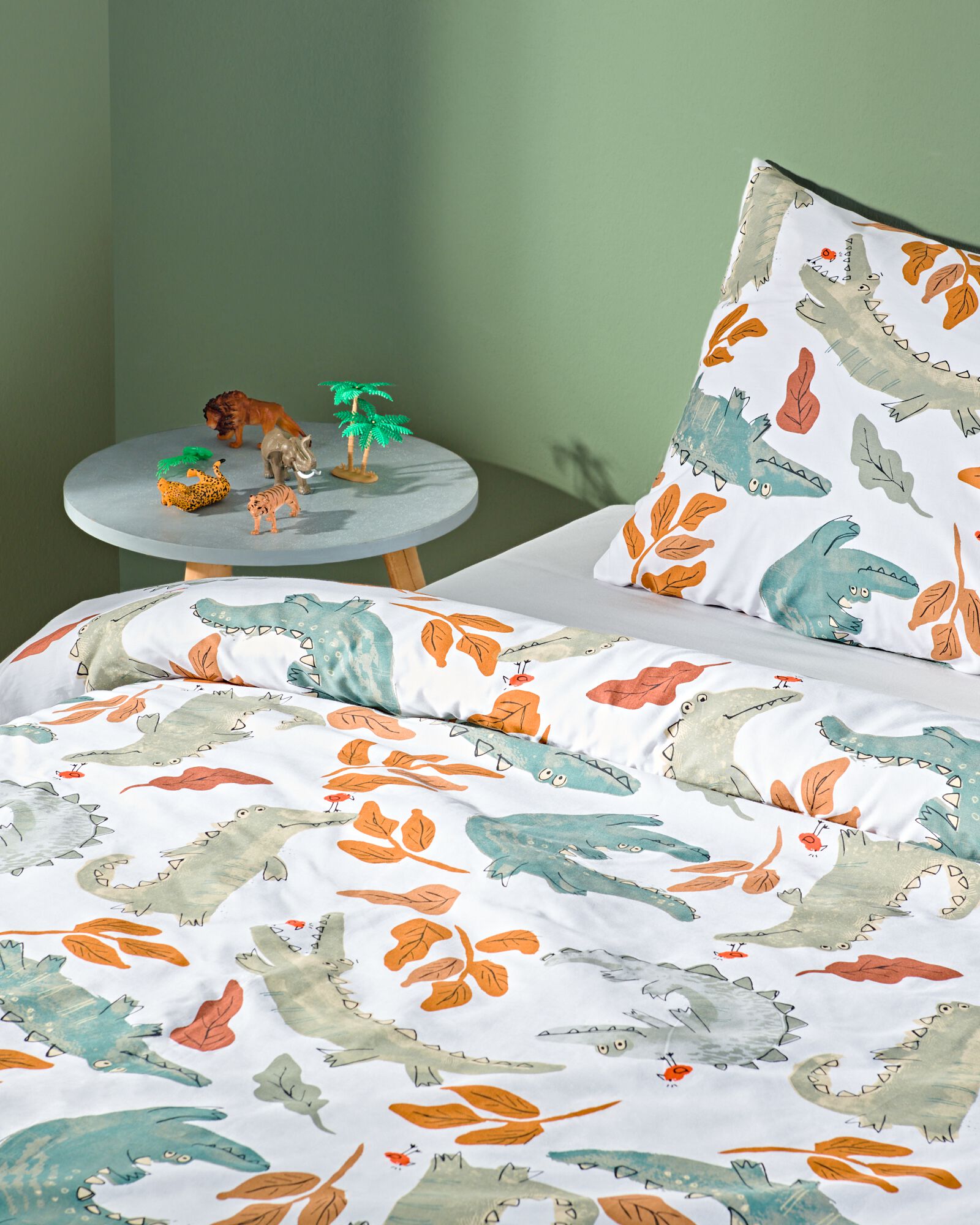 housse de couette coton doux enfant 140x200 crocodile - 5730206 - HEMA