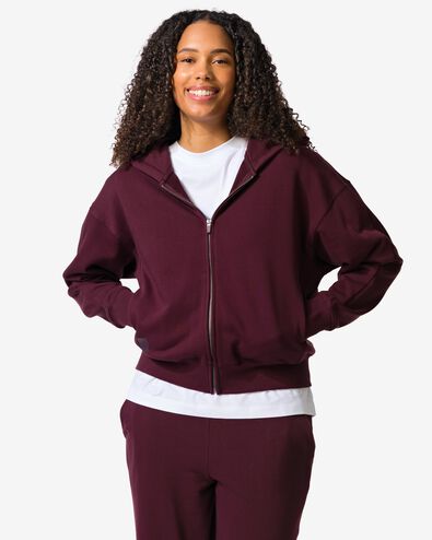 Damen-Sweatjacke bordeauxrot bordeauxrot - 36000422BURGUNDYRED - HEMA