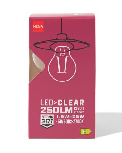 ampoule led poire clear E27 1,5W 250lm - 20000061 - HEMA