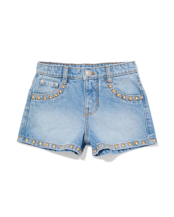 kindershort geborduurd blauw blauw - 30844114BLUE - HEMA