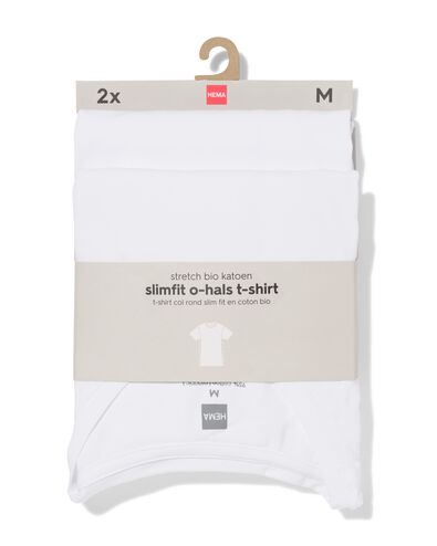 heren T-shirts slim fit o-hals - 2 stuks wit wit - 34290560WHITE - HEMA