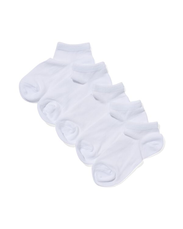 socquettes enfant en coton - 5 paires blanc blanc - 1000002036 - HEMA