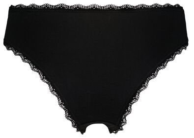 slip brésilien femme en coton avec dentelle noir XL - 19640309 - HEMA