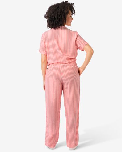 dames pyjamabroek seersucker strepen koraalroze - 23420514CORALPINK - HEMA