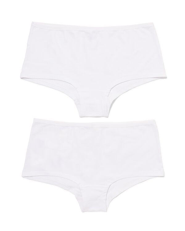 dames shorties stretch katoen  - 2 stuks wit wit - 1000030351 - HEMA