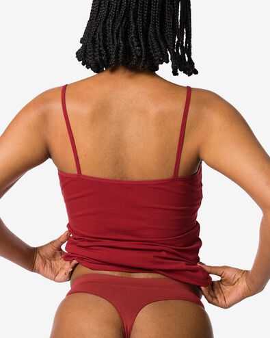 damesstring naadloos micro donkerrood - 19601634DARKRED - HEMA