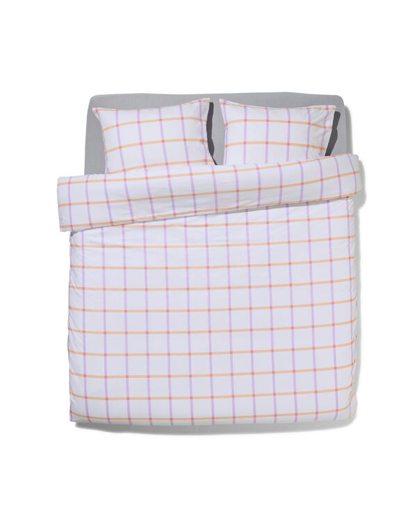 housse de couette 240x200/220 coton doux &agrave; carreaux lilas - 5760127 - HEMA
