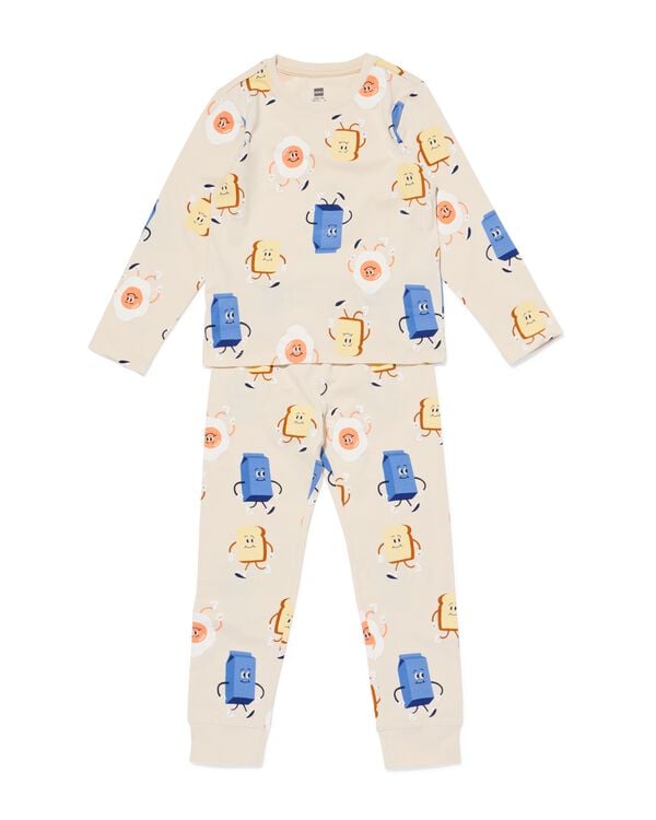 kinderpyjama ontbijt gebroken wit gebroken wit - 23000860OFFWHITE - HEMA