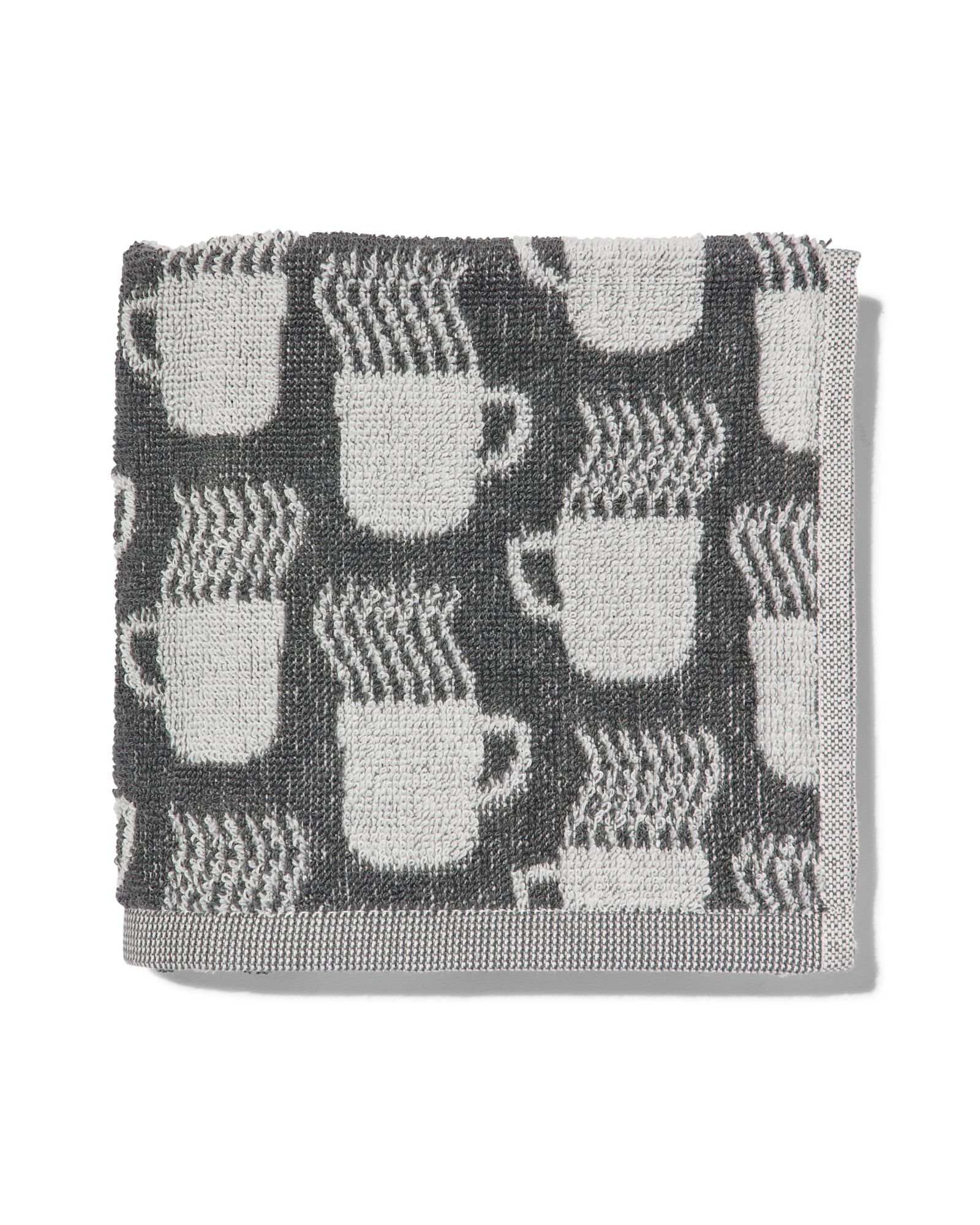 essuie-mains 50x50 coton gris avec tasses de caf&eacute; - 5440251 - HEMA
