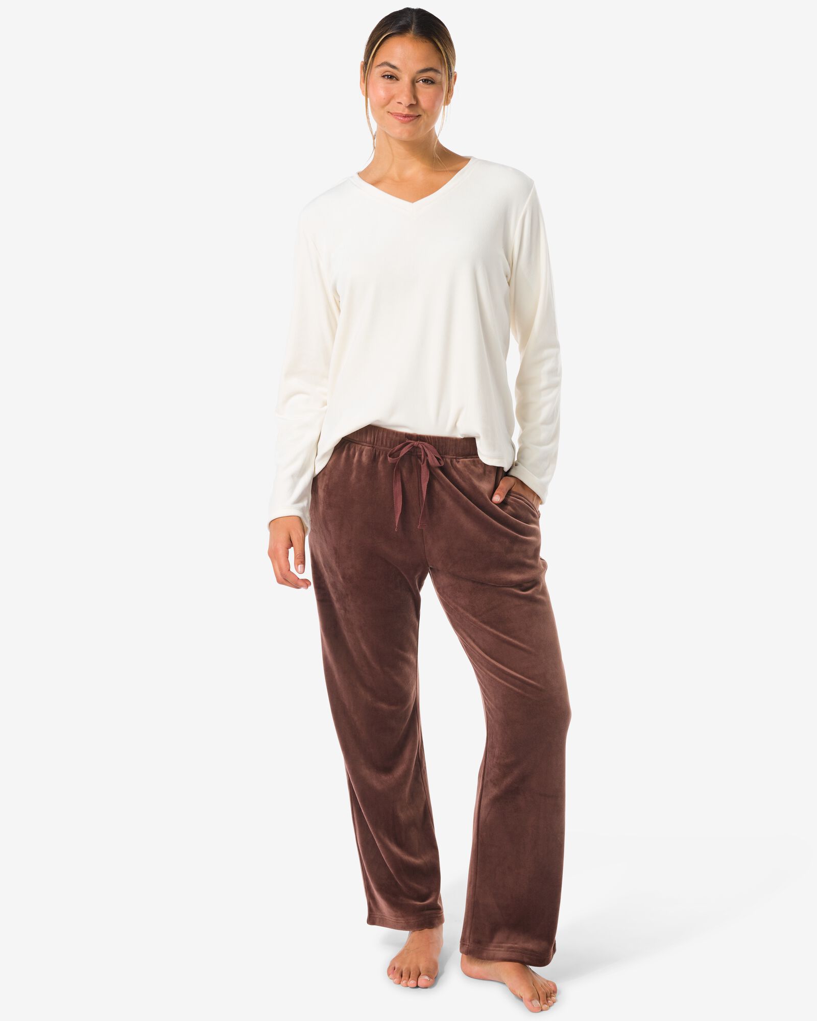 pantalon femme velours marron fonc&eacute; marron fonc&eacute; - 23401215DARKBROWN - HEMA