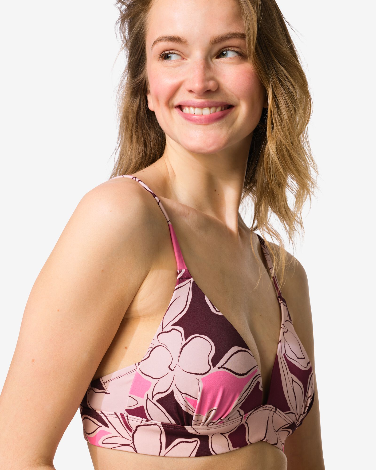 damesbikinitop Janna push-up bloemen roze roze - 22360300PINK - HEMA