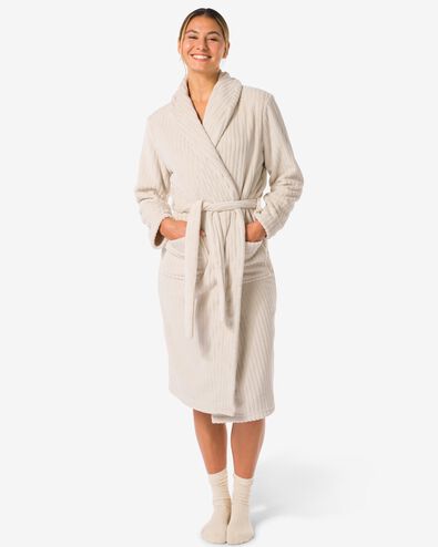 Damenbademantel Rippfleece  beige beige - 23401320BEIGE - HEMA