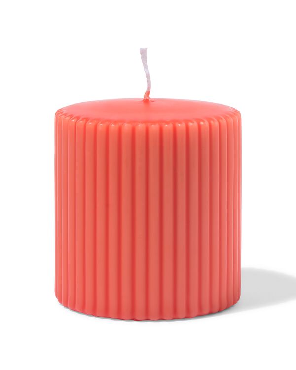 bougie pilier ⌀10x10cm nervur&eacute;e orange - 13509063 - HEMA
