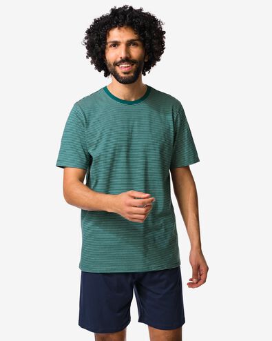 herenshortama Jaap jersey strepen donkergroen donkergroen - 23686520DARKGREEN - HEMA