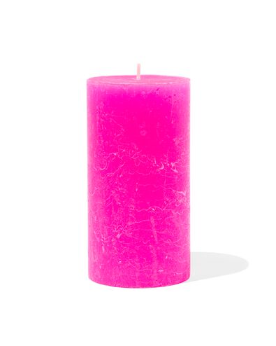 rustieke kaarsen fluor roze 7 x 13 - 13502914 - HEMA