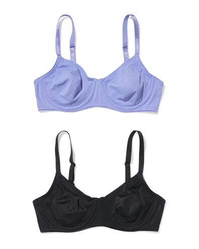 niet voorgevormde bh met beugel - 2 stuks blauw blauw - 21898020BLUE - HEMA