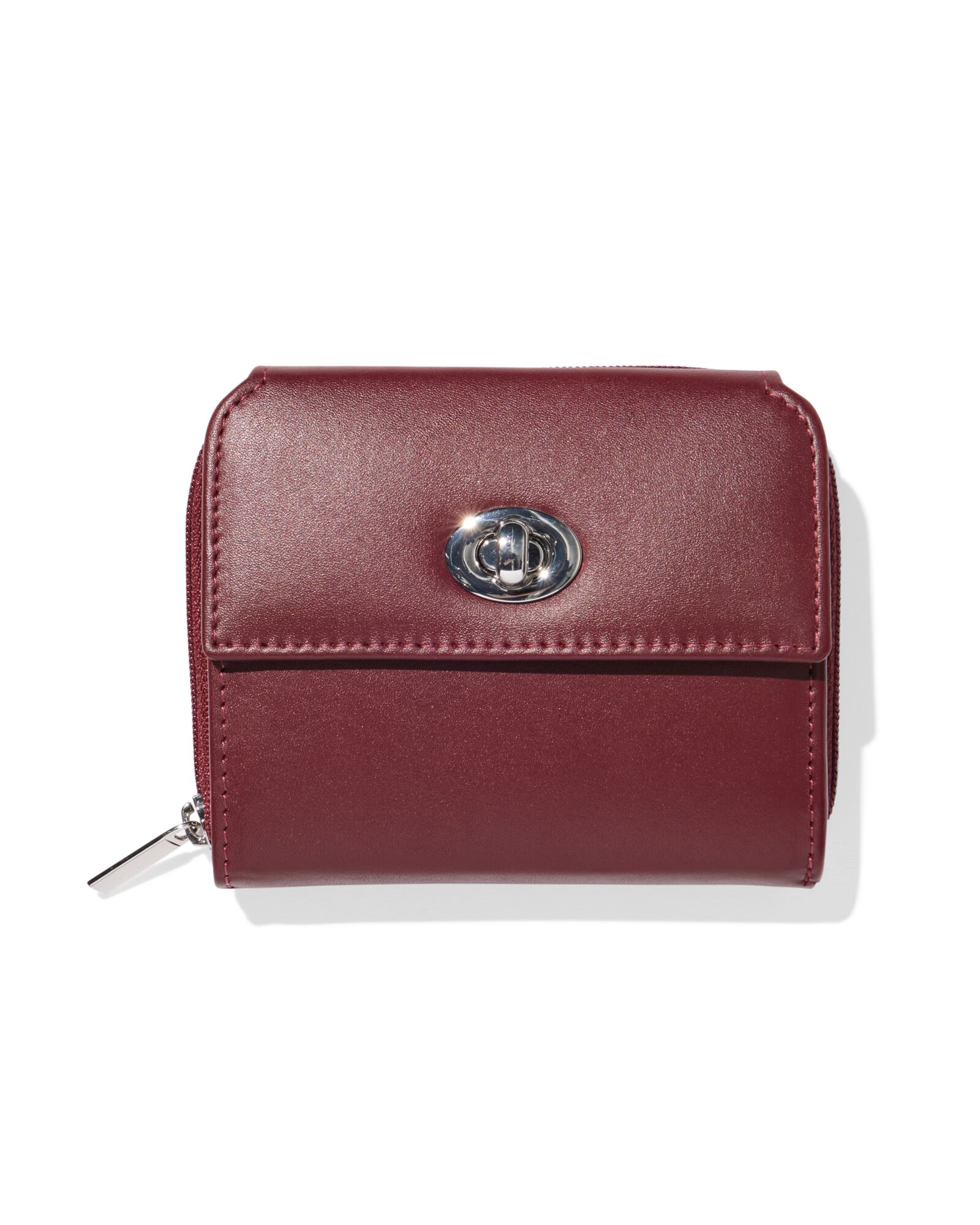 ritsportemonnee met flap leer rood - 18150065 - HEMA
