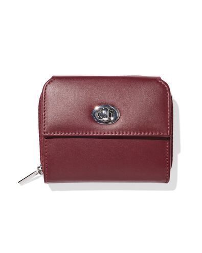 ritsportemonnee met flap leer rood - 18150065 - HEMA