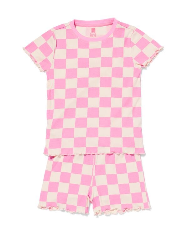pyjacourt enfant c&ocirc;tel&eacute; carreaux rose - 23002960PINK - HEMA