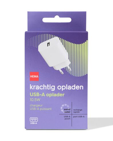 USB oplader 2.1A met 1 poort wit - 39620171 - HEMA
