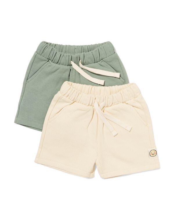 Baby-Shorts, Comfort Fit, Sweatstoff, gestreift &ndash; 2 St&uuml;ck gr&uuml;n gr&uuml;n - 33188070GREEN - HEMA