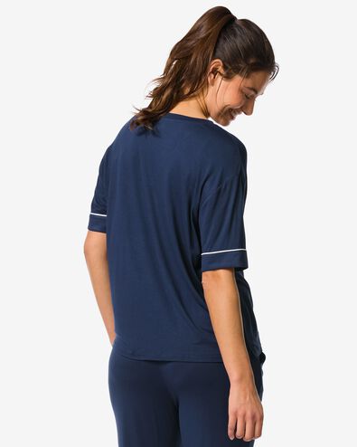 dames pyjamatop viscose donkerblauw donkerblauw - 23410467DARKBLUE - HEMA