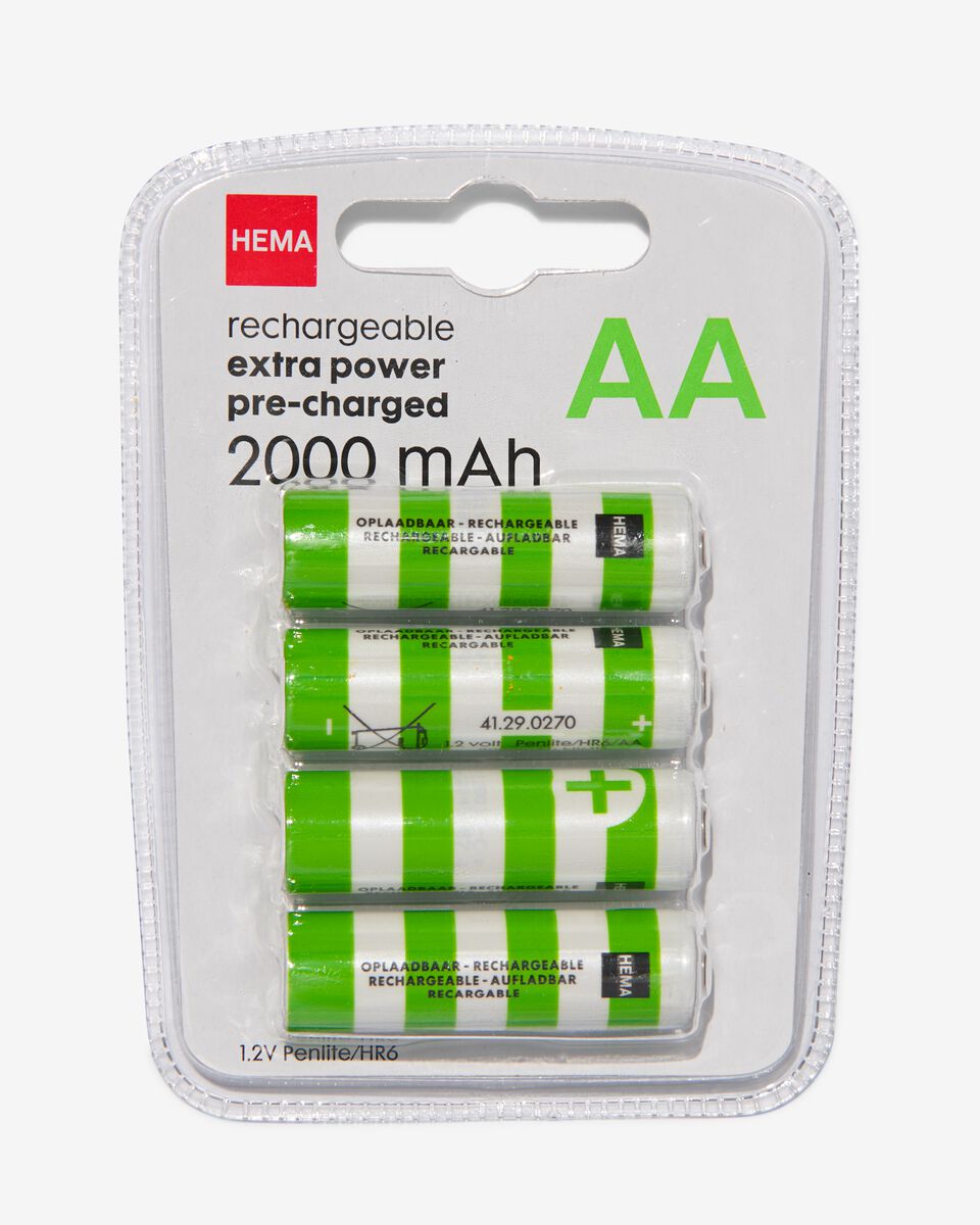 oplaadbare AA batterijen - 4 stuks - HEMA