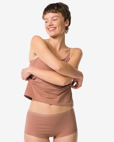 damesboxer perfect comfort katoen lichtbruin - 19661514LIGHTBROWN - HEMA
