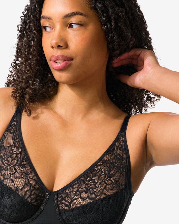 niet voorgevormde kanten bh met beugel  zwart zwart - 21805850BLACK - HEMA