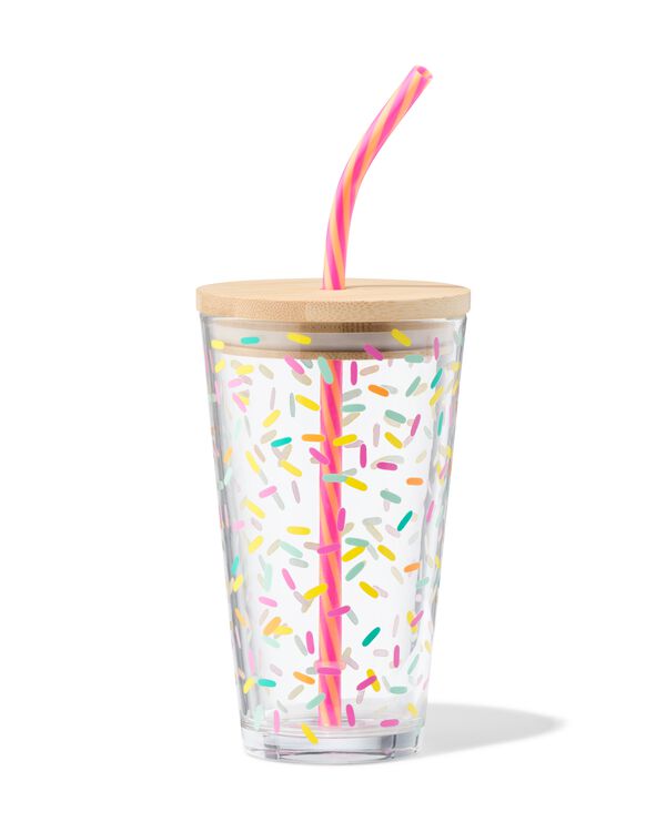 Einmachglas-Becher 410&nbsp;ml, Bambus, Sprenkel - 61130167 - HEMA