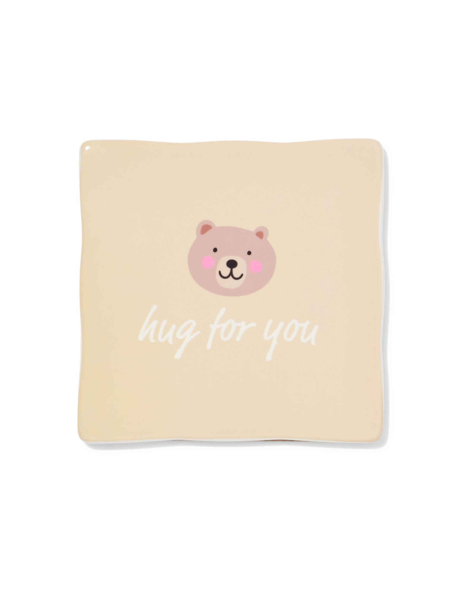 carreau 10x10 cm c&eacute;ramique ourson "hug for you" beige   - 61100290 - HEMA