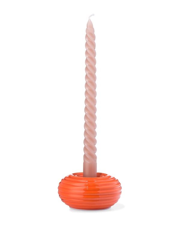 bougeoir S c&eacute;ramique nervur&eacute; orange - 13324180 - HEMA