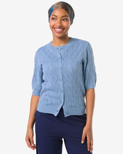 damesvest Golda ajour blauw blauw - 36205760BLUE - HEMA