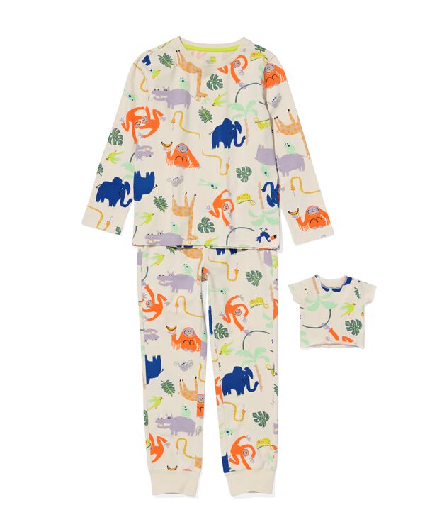pyjama enfant jungle avec t-shirt de nuit pour poupée blanc cassé blanc cassé - 23051680OFFWHITE - HEMA